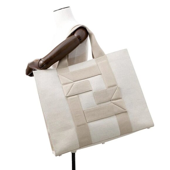 FENDI Shopping bag Canvas Beige - Picture 2 of 16